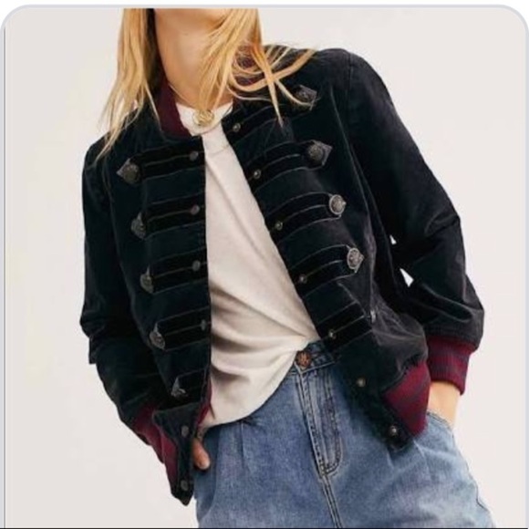 FREE PEOPLE Atlas Corduroy Bomber Jacket In Navy size XS - Picture 1 of 11